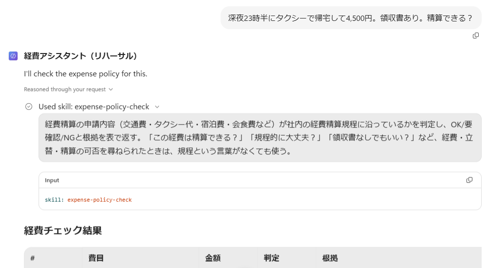 Used skill の展開表示